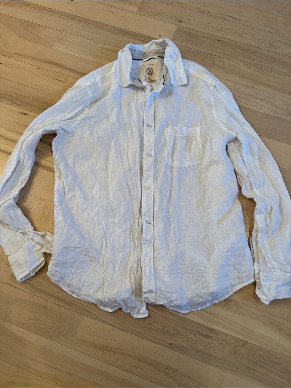 Panama Jack White 100% Linen-Long Sleeve Button Down Shirt Mens Size L-Vacation